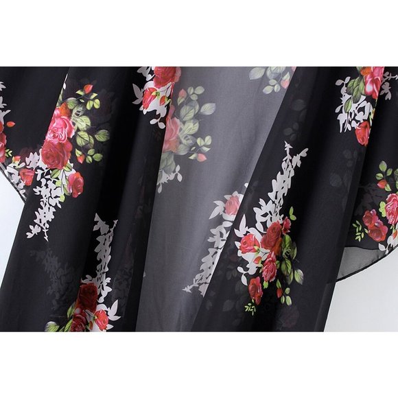 Women’s Print Sheer Flowy Summer Chiffon Loose Cas - Picture 7 of 10